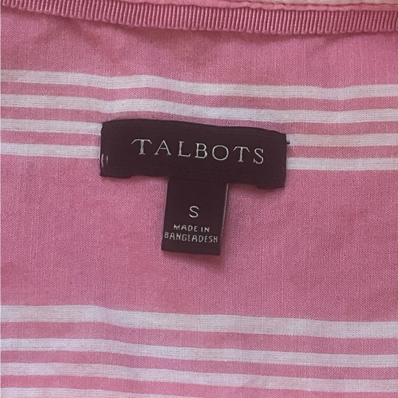 Talbots Pink & White Stripe Button Down Blouse - Picture 6 of 10